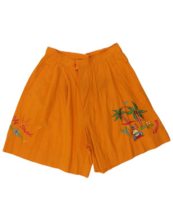 Shorts Chino feminino vintage com estampa gráfica W28 médio laranja