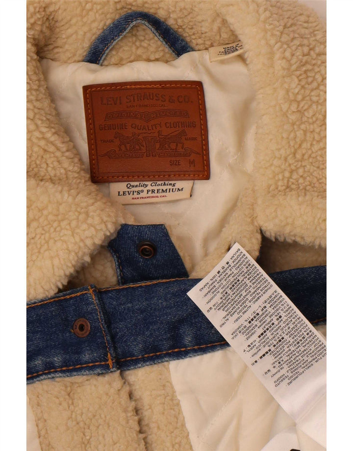 Jaqueta masculina Levi's Teddy Bear Fleece UK 38 Médio Off White Colourblock