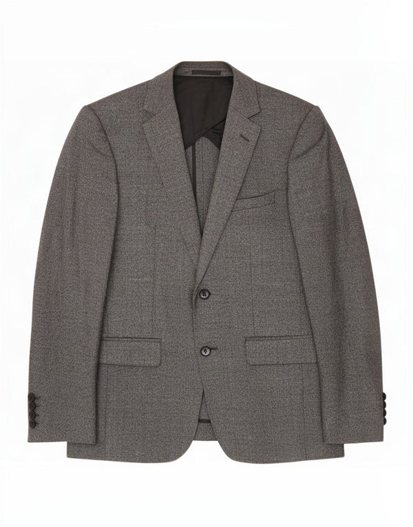Jaqueta blazer masculina Reiss com 2 botões Reino Unido 38 lã manchada cinza médio