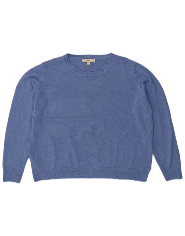 Suéter feminino Marks & Spencer com ajuste solto e gola canoa Reino Unido 18 XL azul