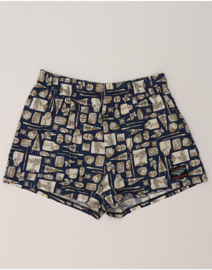 Shorts de natação masculino VINTAGE grande azul marinho geométrico