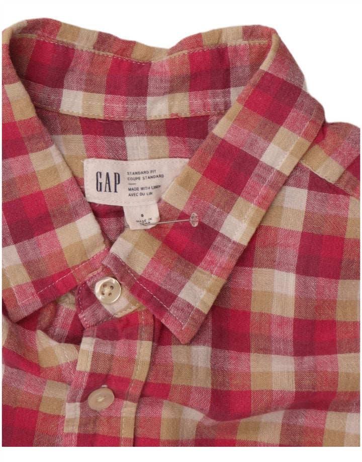 Camisa masculina GAP de manga curta com ajuste padrão, linho xadrez pequeno multicolorido