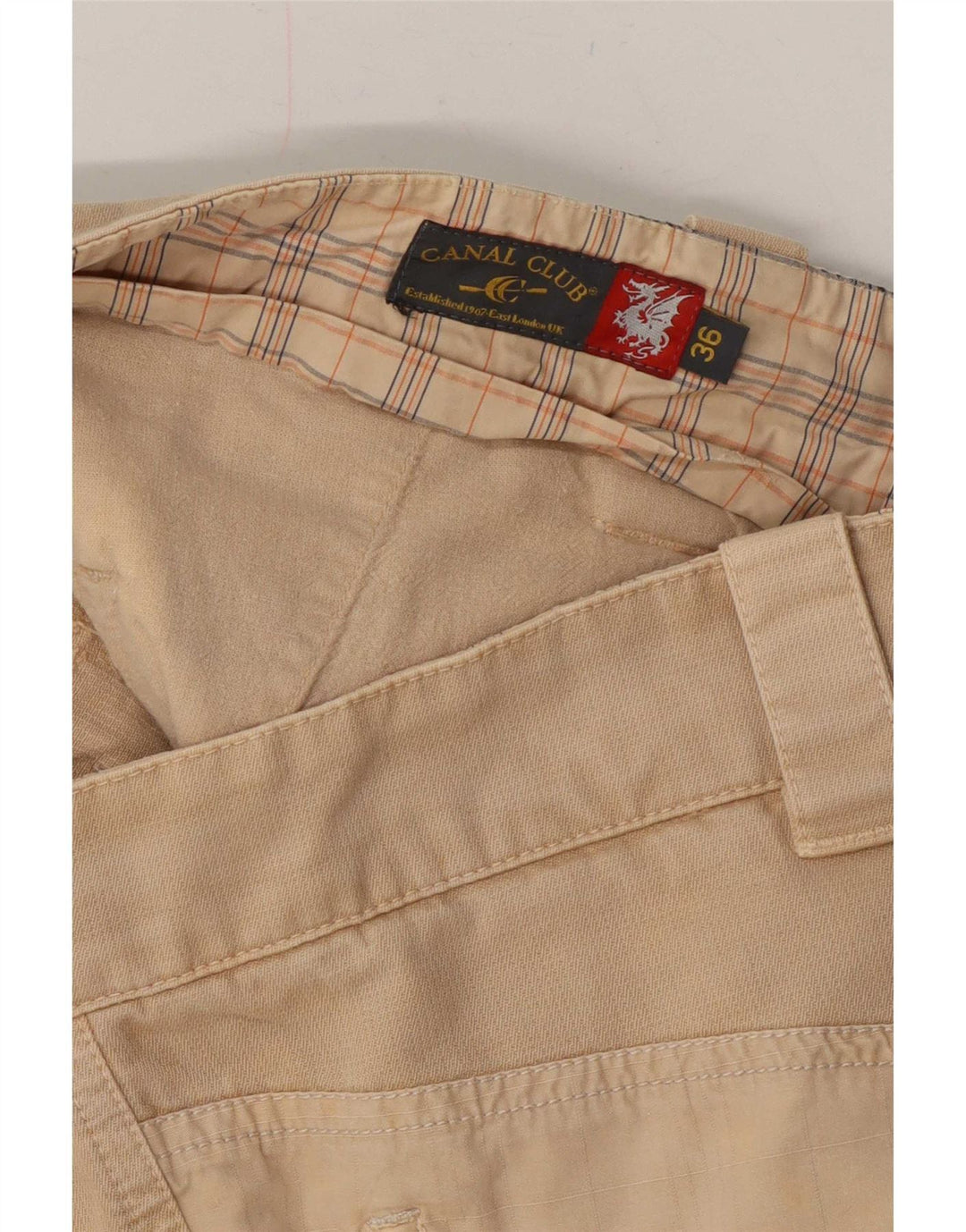 Shorts Chino Gráfico Masculino Vintage W36 Grande Bege