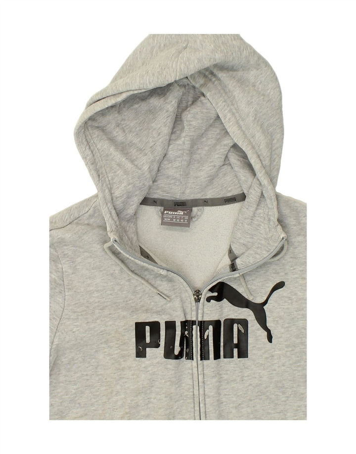 PUMA Womens Graphic Zip Hoodie Sweater UK 12 Medium Grey Cotton Vintage Puma and Second-Hand Puma from Messina Hembry 