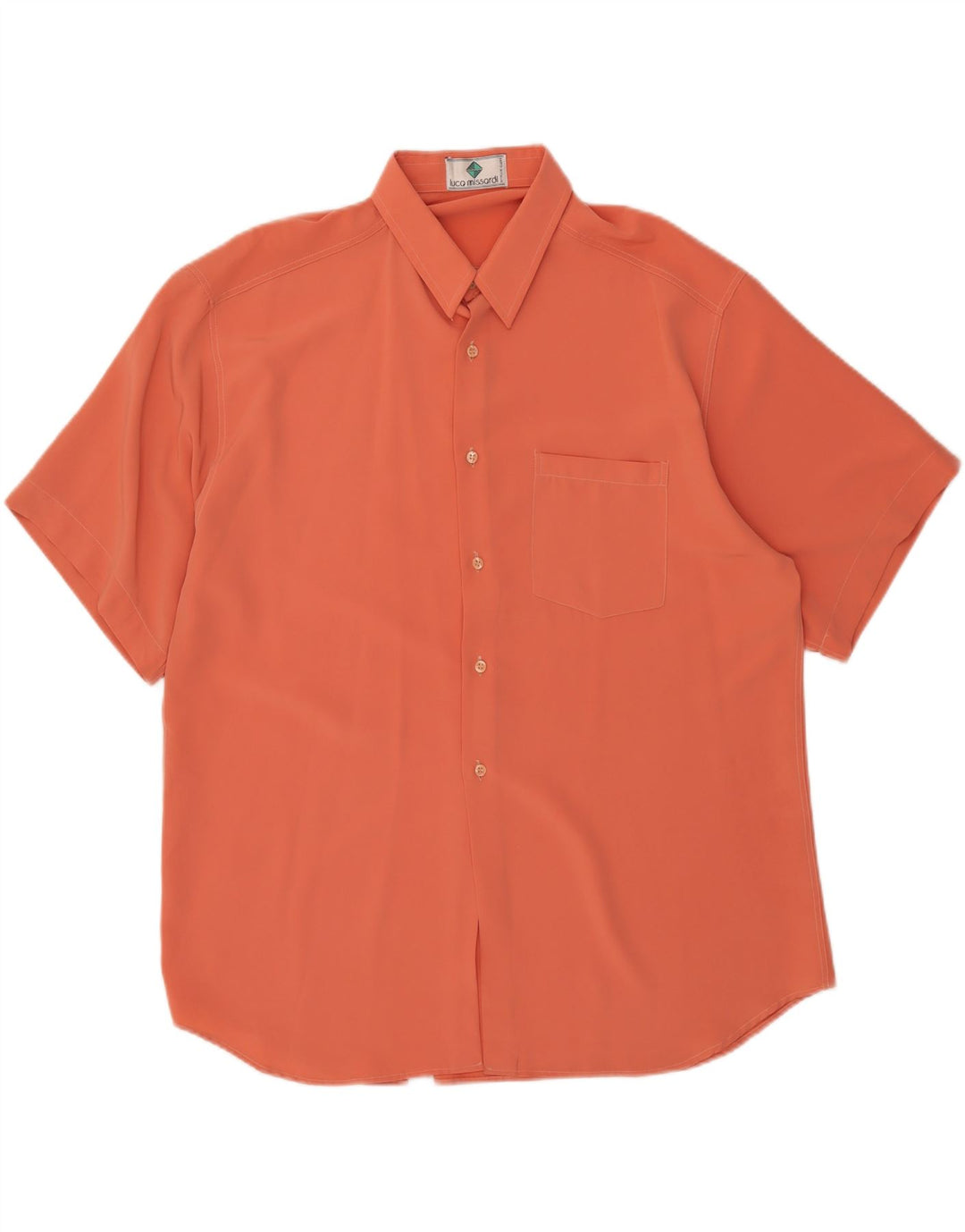 VINTAGE Mens Short Sleeve Shirt XL Orange Vintage Vintage and Second-Hand Vintage from Messina Hembry 