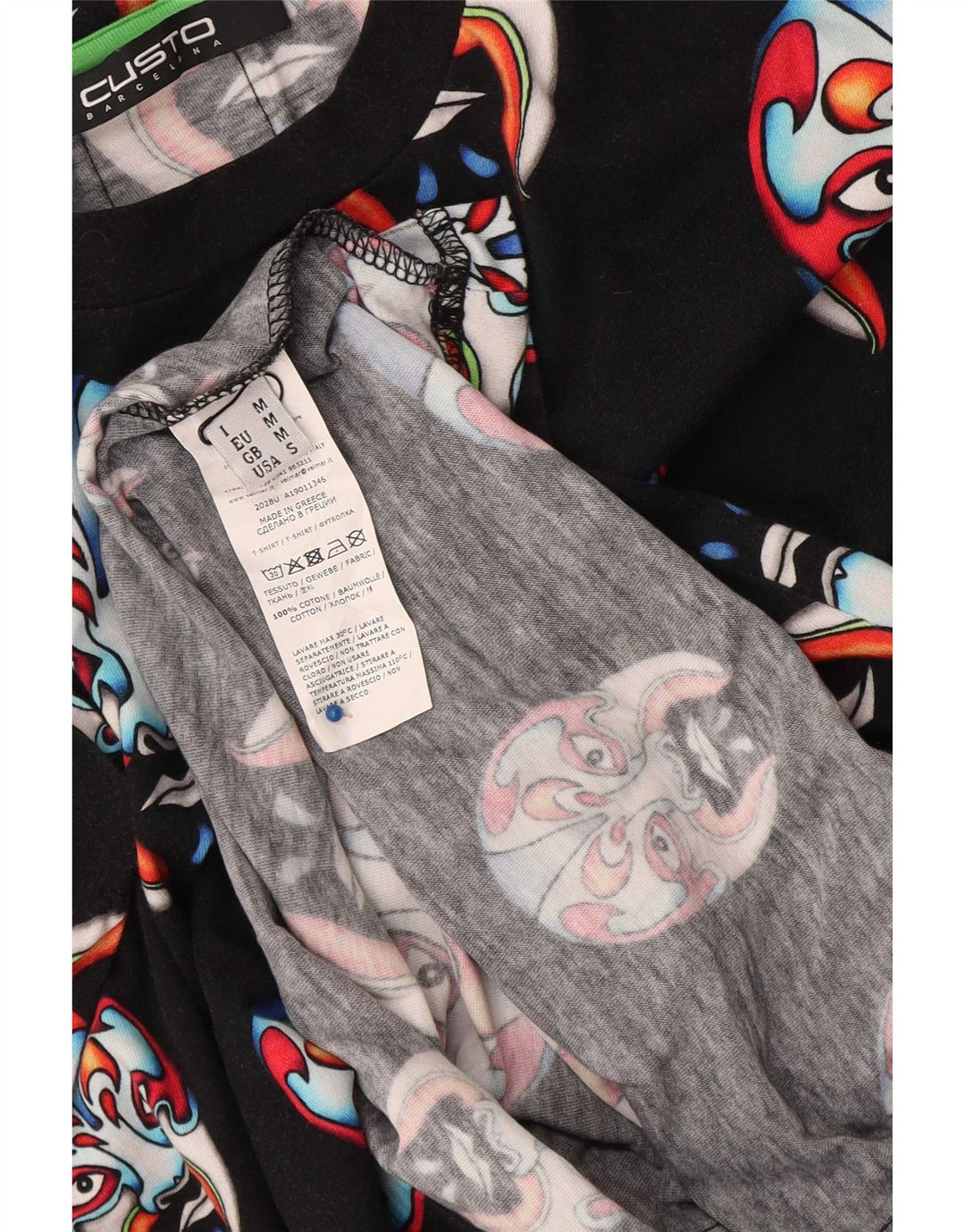 Custo Barcelona Mens Graphic T-Shirt Top Médio Algodão Preto