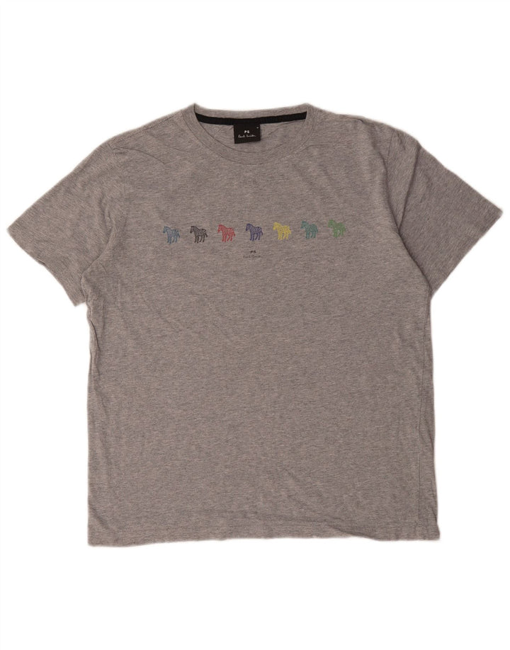 Camiseta feminina Paul Smith com estampa gráfica UK 14 algodão cinza médio