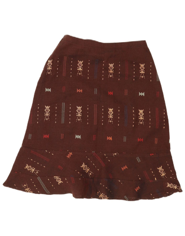 Saia vintage feminina linha A W23 XS marrom geométrico