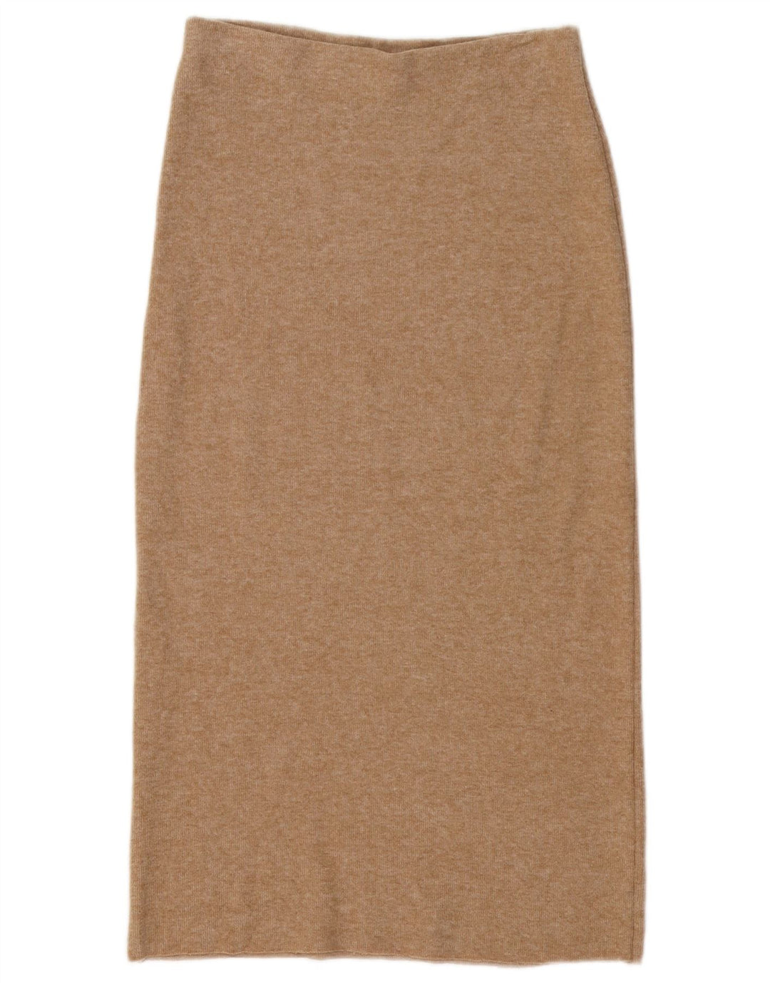 Saia midi feminina Zara em malha de cintura alta pequena W26 bege