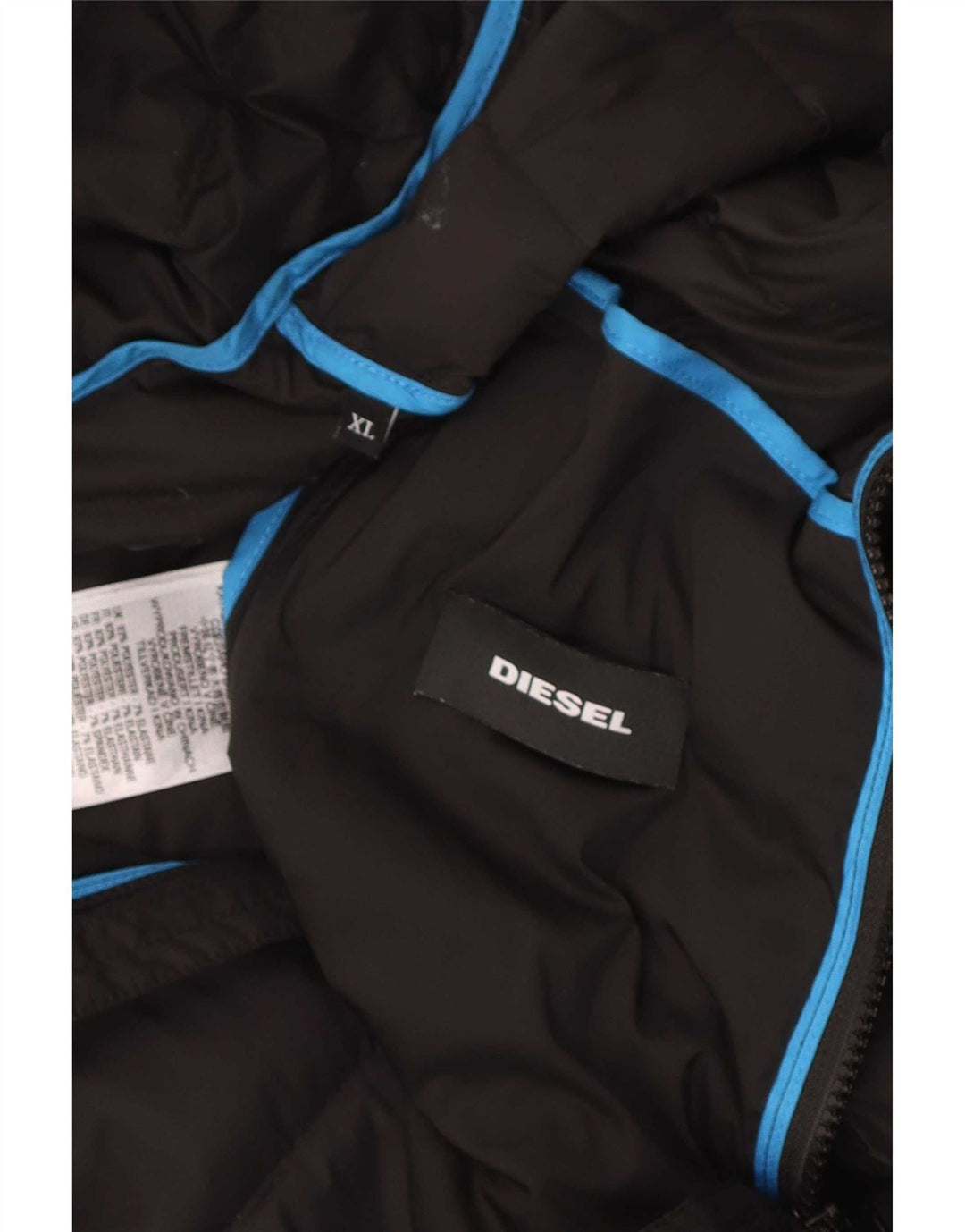 Jaqueta acolchoada com capuz masculina Diesel UK 42 XL poliéster preto