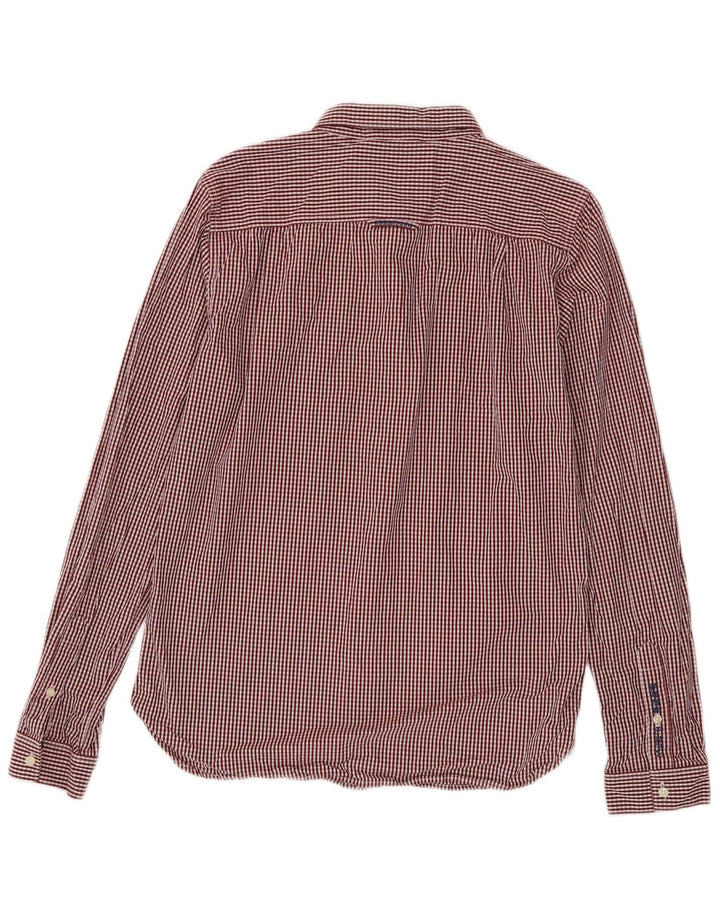Camisa masculina Superdry grande algodão guingão vermelho