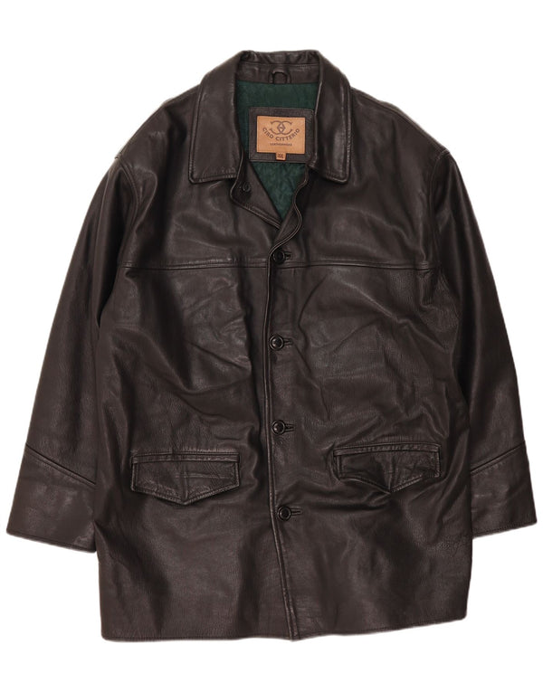 Ciro Citterio Casaco de couro masculino UK 44 2XL Quadrinhos de couro preto