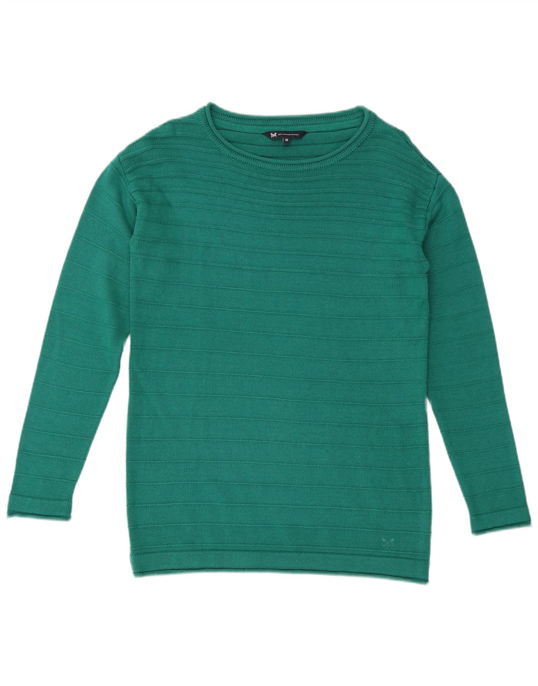 Suéter feminino com gola canoa CREW CLOTHING Reino Unido 12 algodão verde médio
