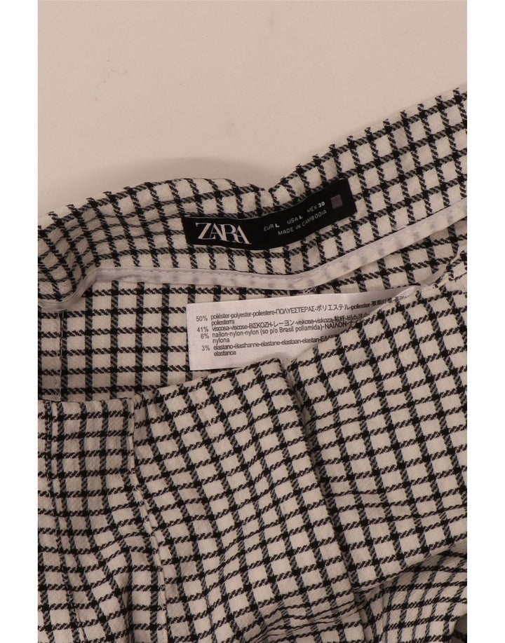 Calça Chino Cônica Feminina Zara Grande W30 L27 Poliéster Xadrez Branco