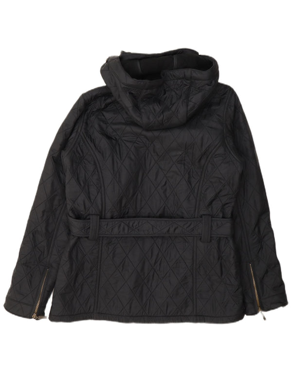 Jaqueta feminina acolchoada com capuz Barbour UK 12 poliamida cinza médio