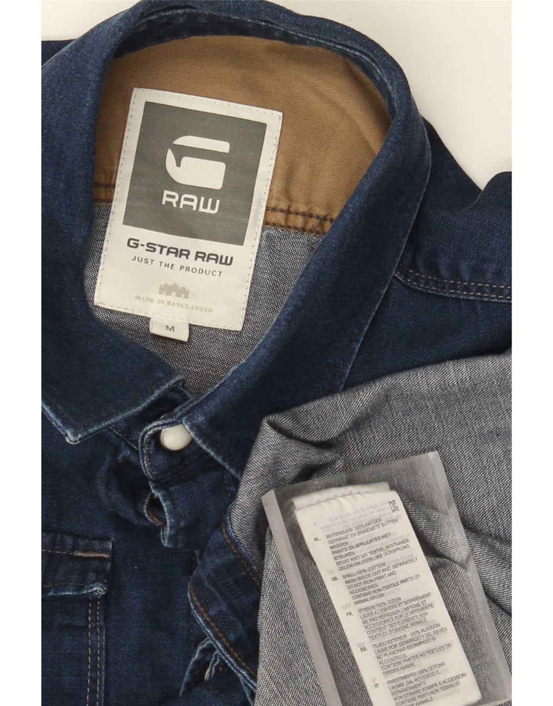 Camisa jeans masculina G-Star de algodão azul médio