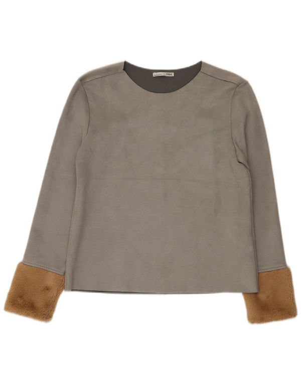 Blusa feminina Zara UK 10 pequena cinza colorblock