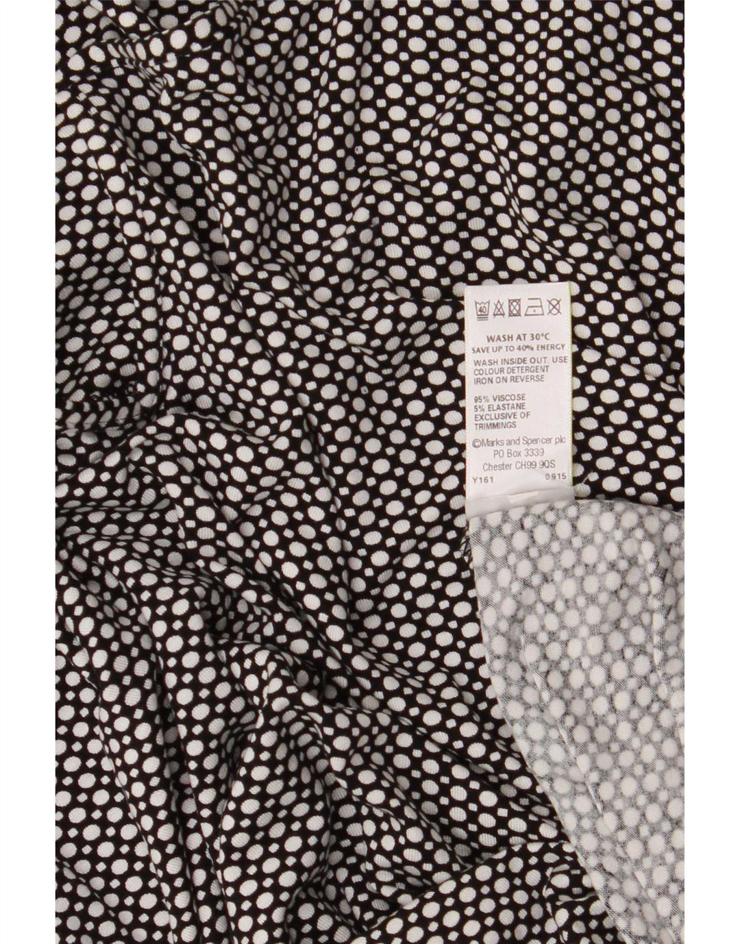 Blusa feminina Marks & Spencer UK 14 grande viscose manchada preta