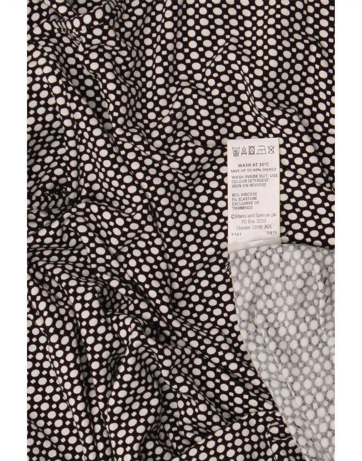Blusa feminina Marks & Spencer UK 14 grande viscose manchada preta