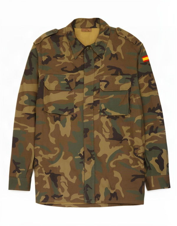 Jaqueta militar masculina vintage IT 52 XL algodão camuflado cáqui