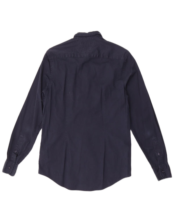 Camisa masculina Tommy Hilfiger Slim Fit médio algodão azul marinho