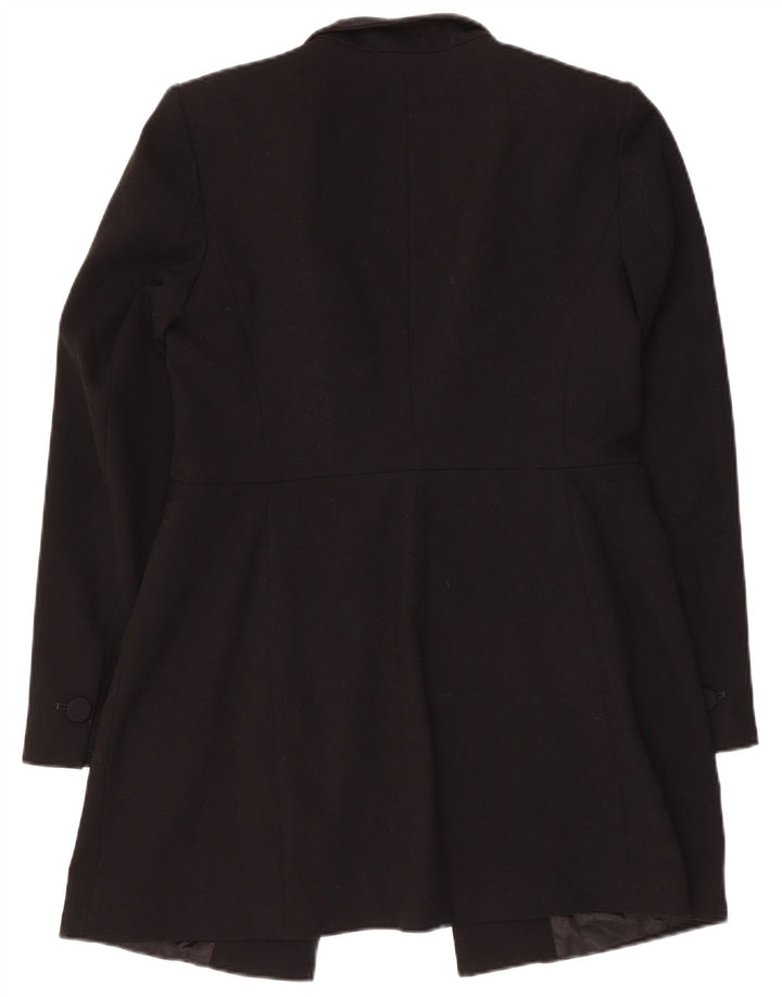 Zara Womens Longline Open Blazer Jacket Reino Unido 14 Grande Acetato Preto