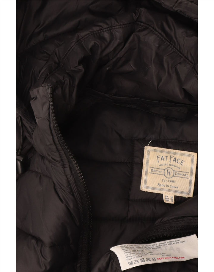 Jaqueta acolchoada com capuz feminina Fat Face UK 16 grande nylon preto