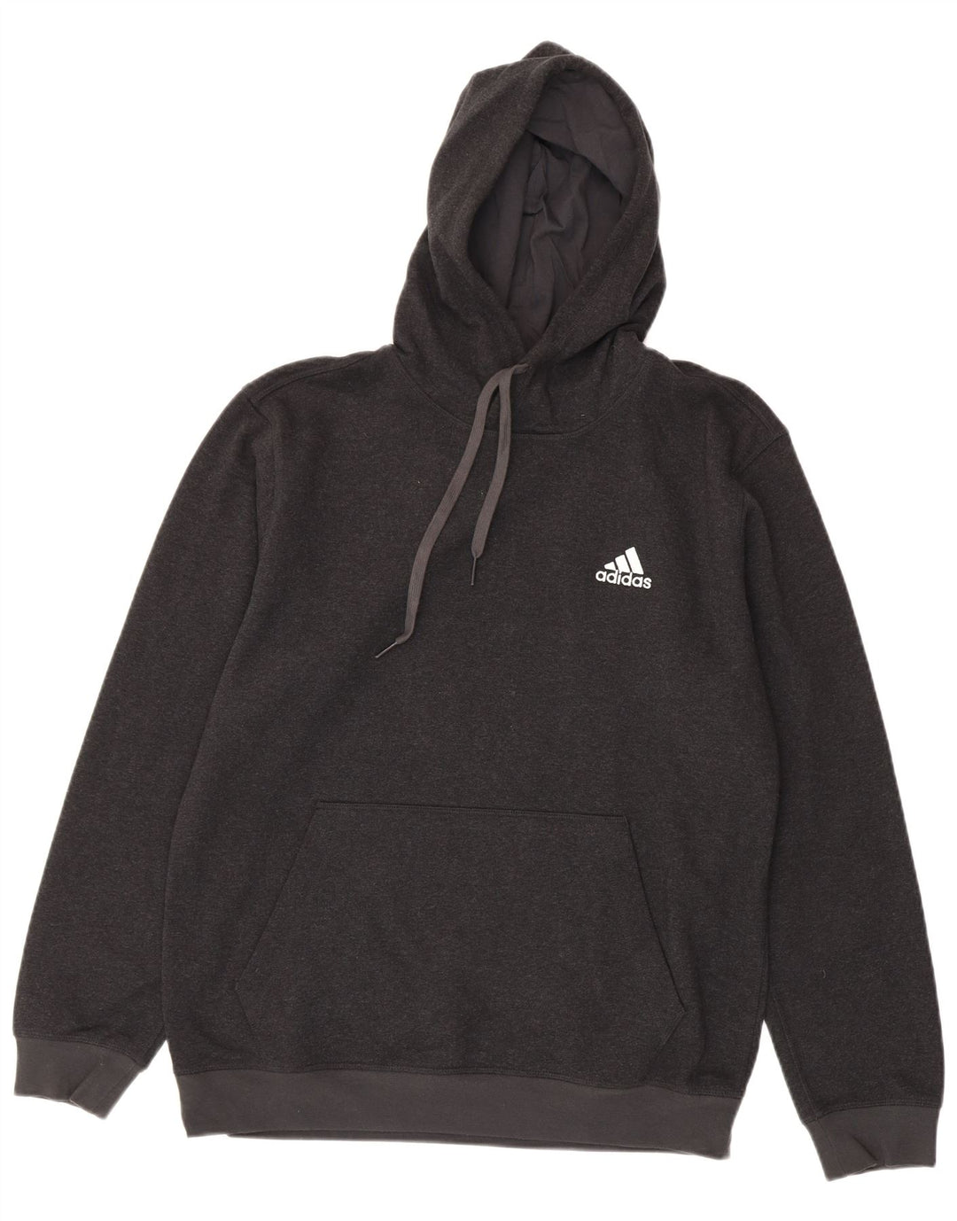 Adidas Mens Hoodie Jumper Médio Cinza Algodão