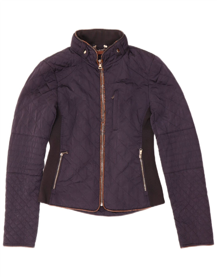 Jaqueta acolchoada feminina Zara UK 6 XS azul marinho