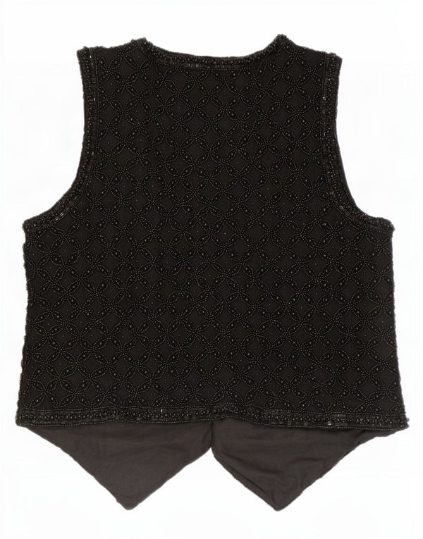 Colete feminino vintage UK 14 médio preto