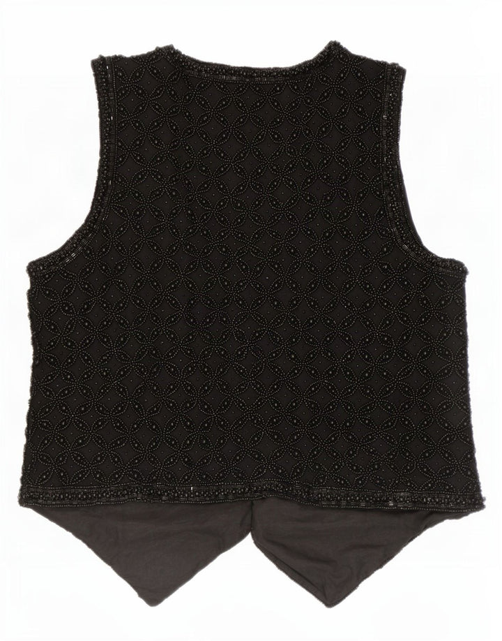 Colete feminino vintage UK 14 médio preto