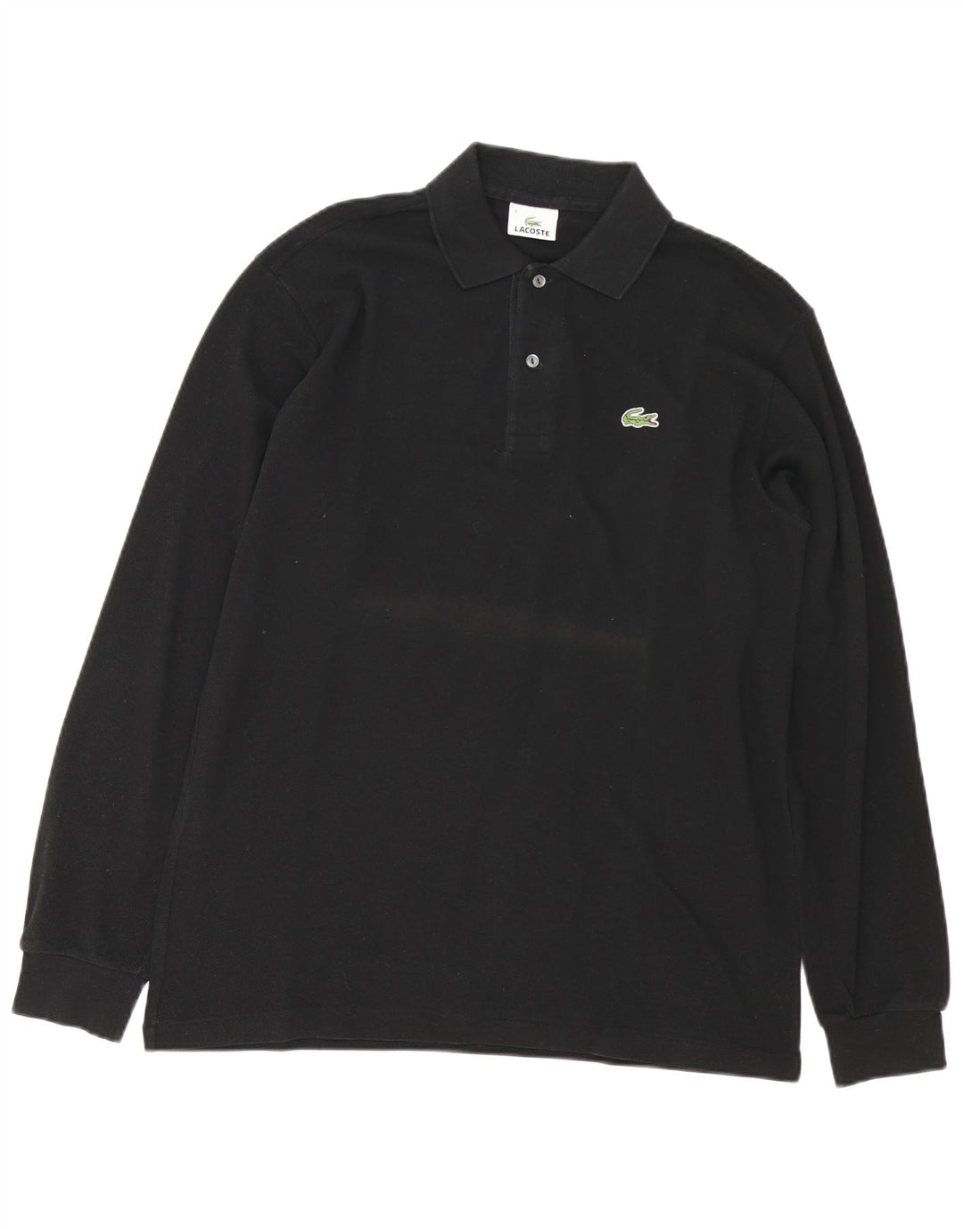 Camisa polo masculina de manga comprida Lacoste tamanho 4 médio algodão preto