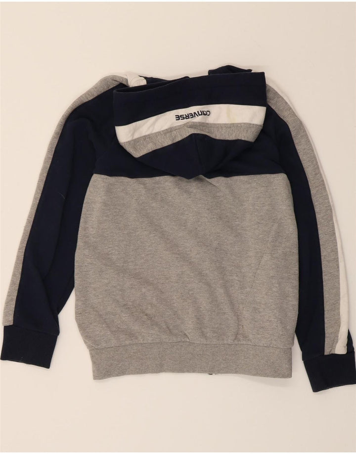 CONVERSE Boys Zip Hoodie Sweater 12-13 Years Large Grey Colourblock Vintage Converse and Second-Hand Converse from Messina Hembry 
