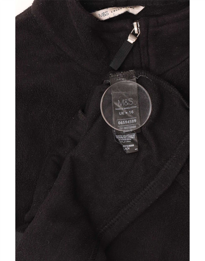 Jaqueta de lã feminina Marks & Spencer Reino Unido 16 grande poliéster preto