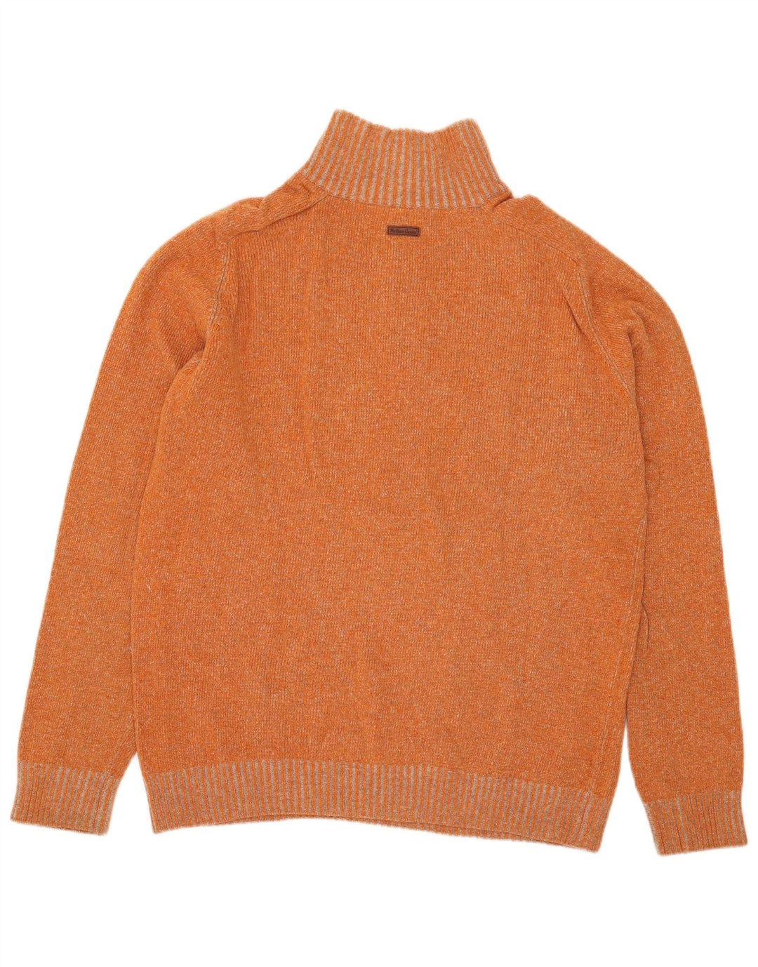 Suéter masculino Marlboro Classics com zíper e gola XL de lã manchada laranja