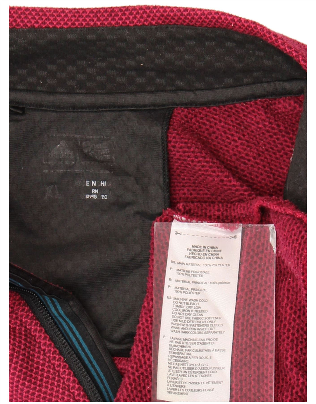 Adidas Mens Zip Neck Moletom Jumper XL Vermelho Poliéster