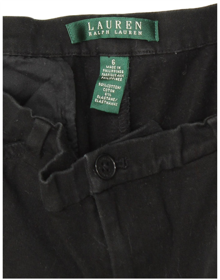 Calça casual feminina Ralph Lauren US 6 médio W28 L25 algodão preto