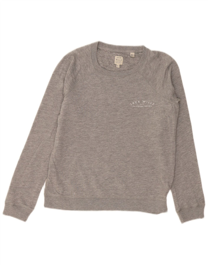 Jack Wills moletom feminino jumper UK 12 cinza médio manchado