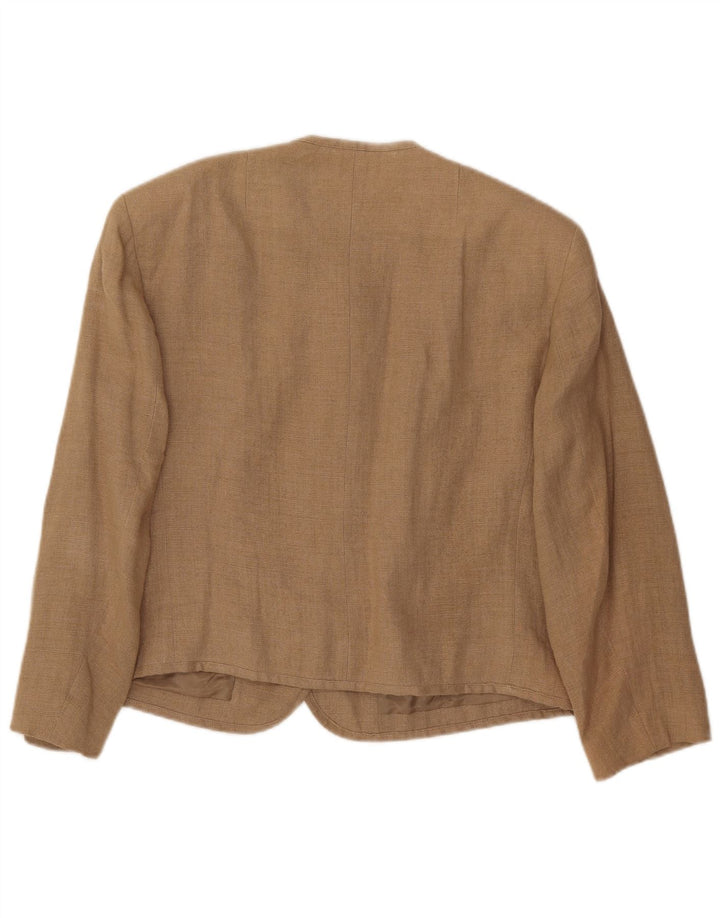 Jaqueta blazer feminina Julius Lang com 5 botões Reino Unido 16 grande linho floral bege