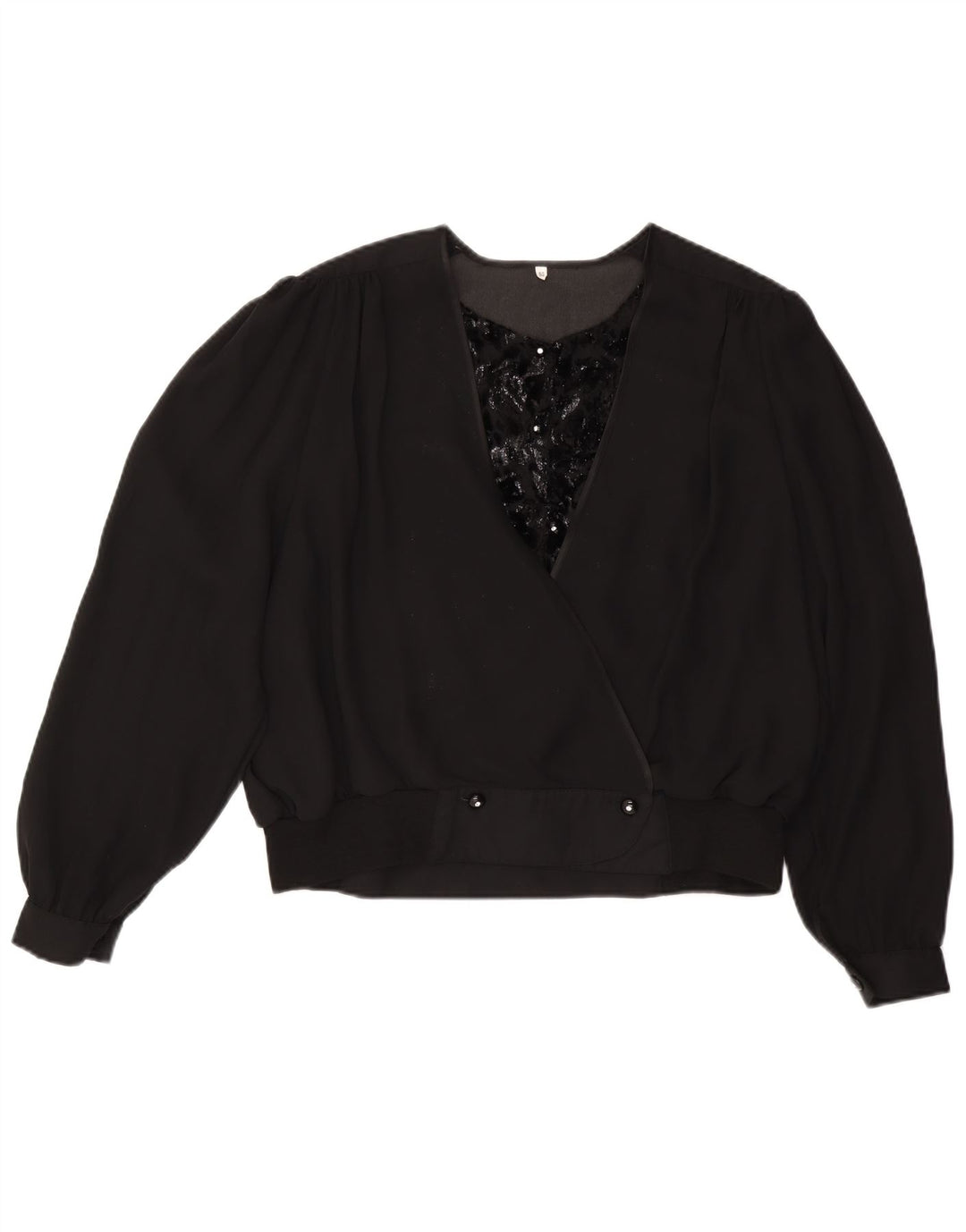 Blusa feminina VINTAGE IT 50 XL preta viscose