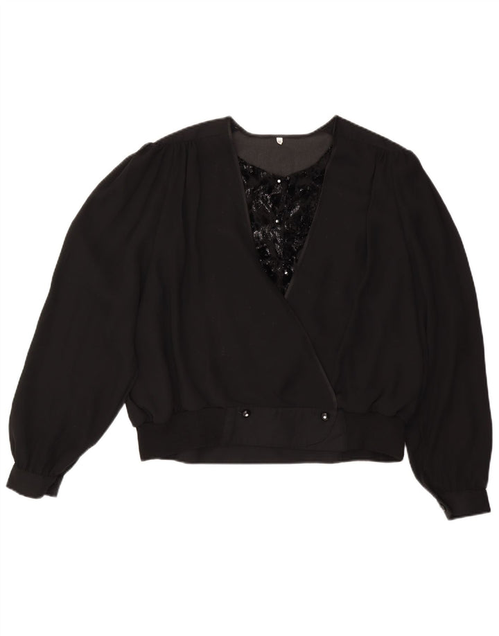 Blusa feminina VINTAGE IT 50 XL preta viscose