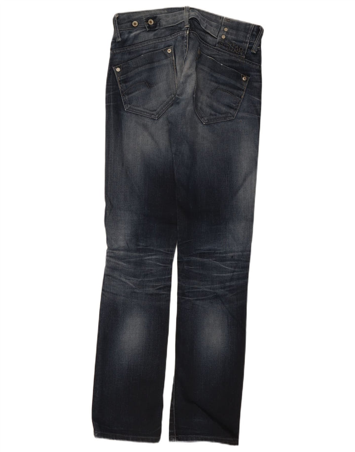 Calça jeans reta feminina G-Star desgastada W28 L32 azul