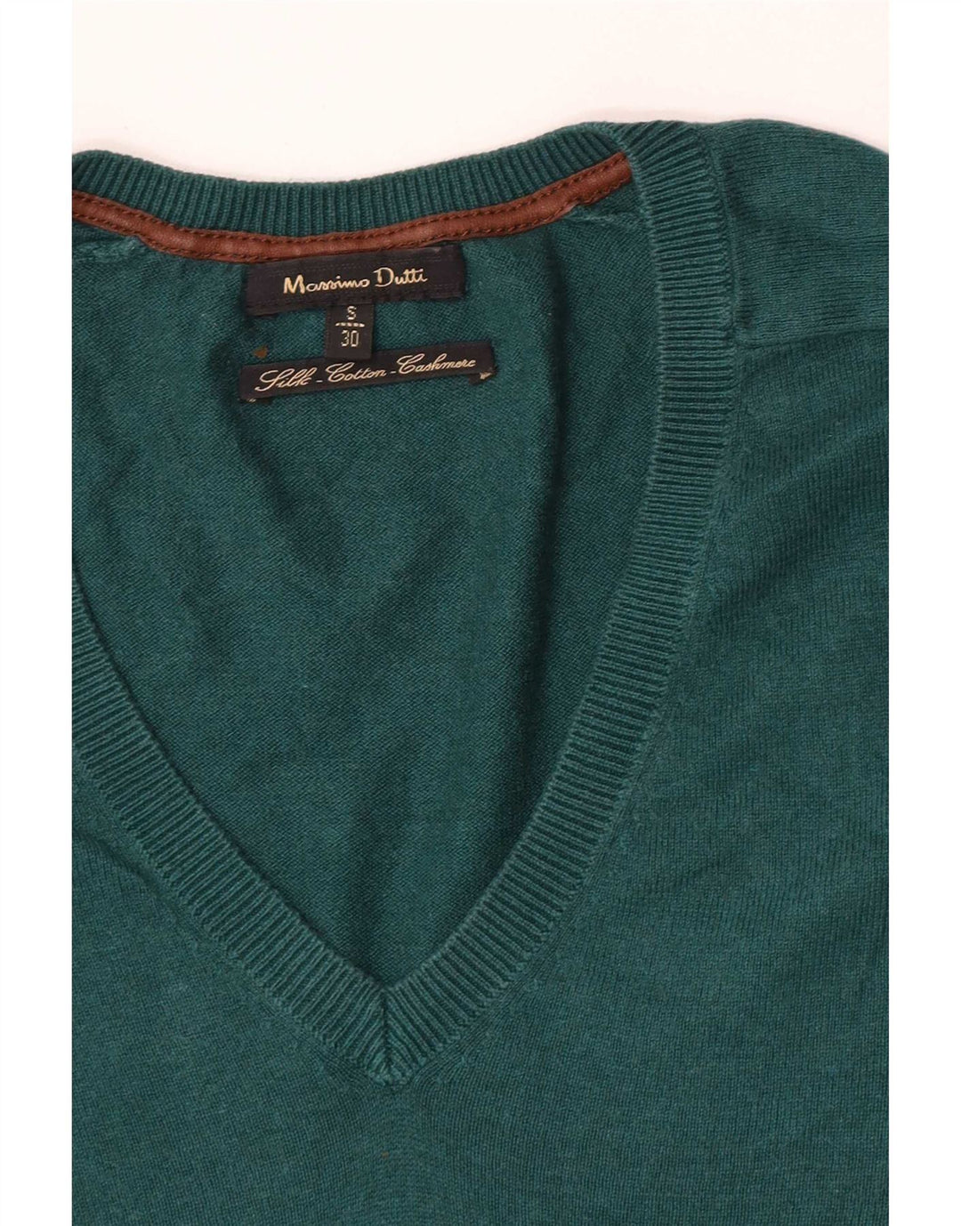 Suéter masculino Massimo Dutti com decote em V pequeno seda verde