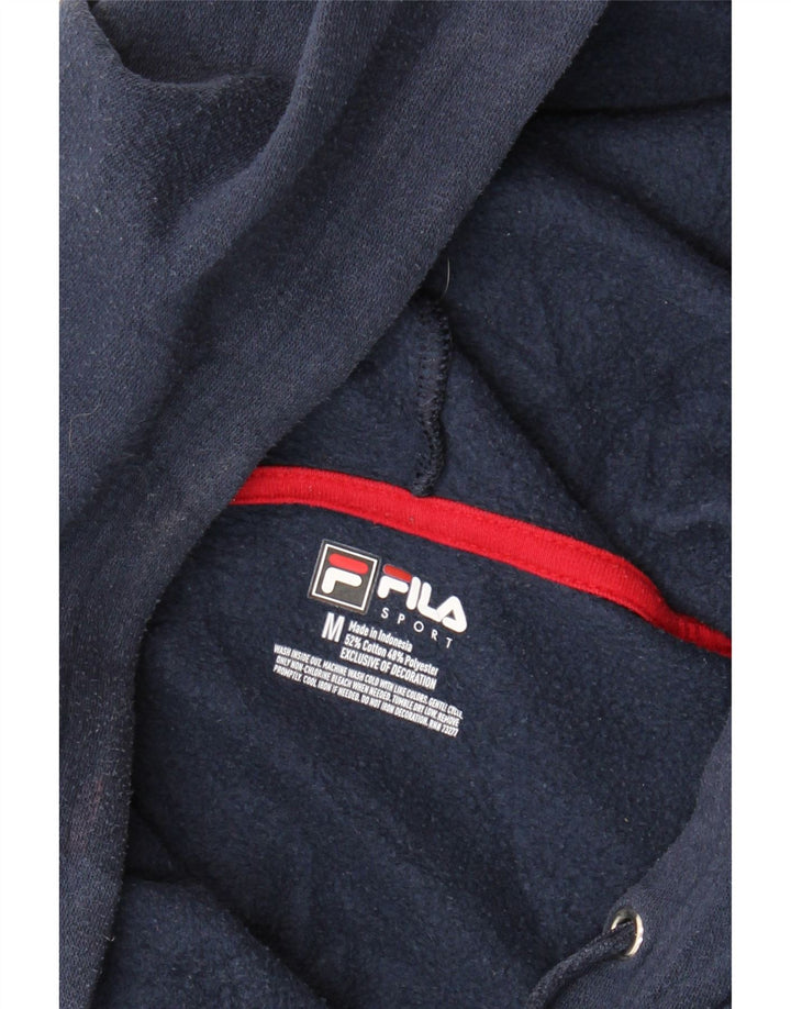 FILA Suéter masculino com capuz gráfico médio azul marinho algodão