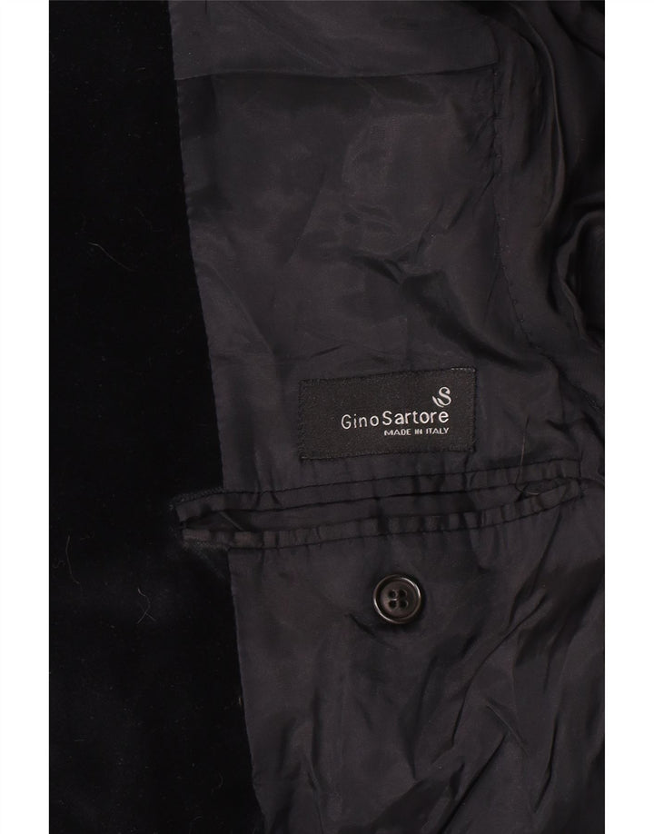 Jaqueta blazer masculina de veludo com 3 botões Gino Sartore Reino Unido 36 pequena preta