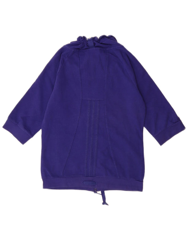 ADIDAS Suéter feminino manga 3/4 UK 10 pequeno azul algodão