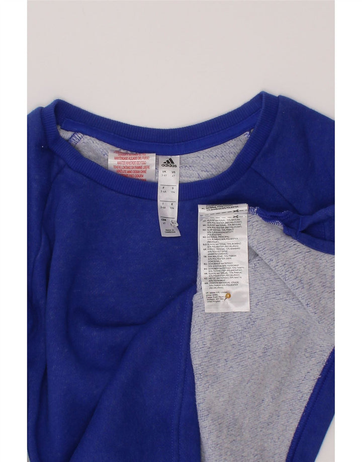 Adidas Meninos Suéter Jumper 3-4 Anos Azul Algodão