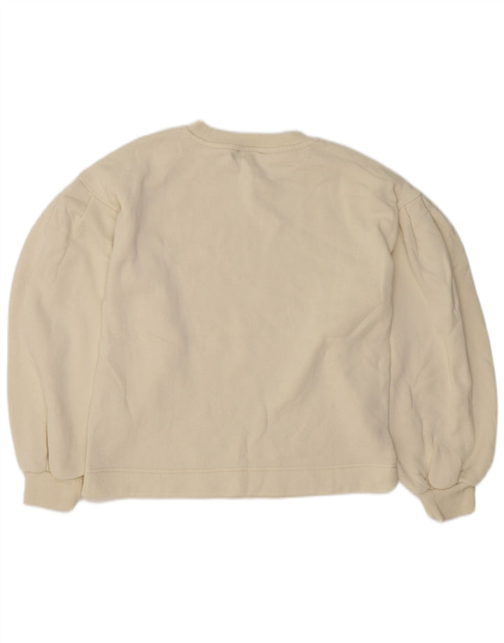 Zara moletom feminino oversized jumper UK 10 pequeno algodão branco