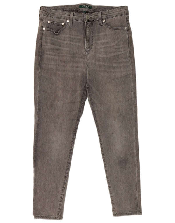 Ralph Lauren Jeans Slim Feminino US 12 Grande W30 L26 Algodão Cinza
