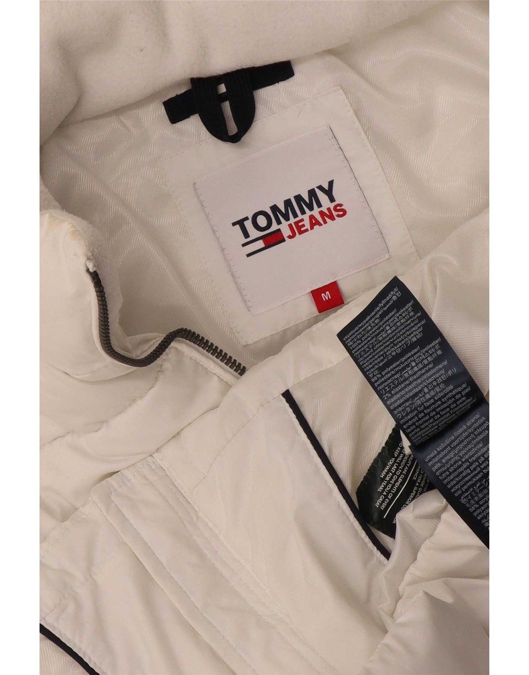 Jaqueta acolchoada com capuz feminina Tommy Hilfiger Reino Unido 14 poliéster branco médio